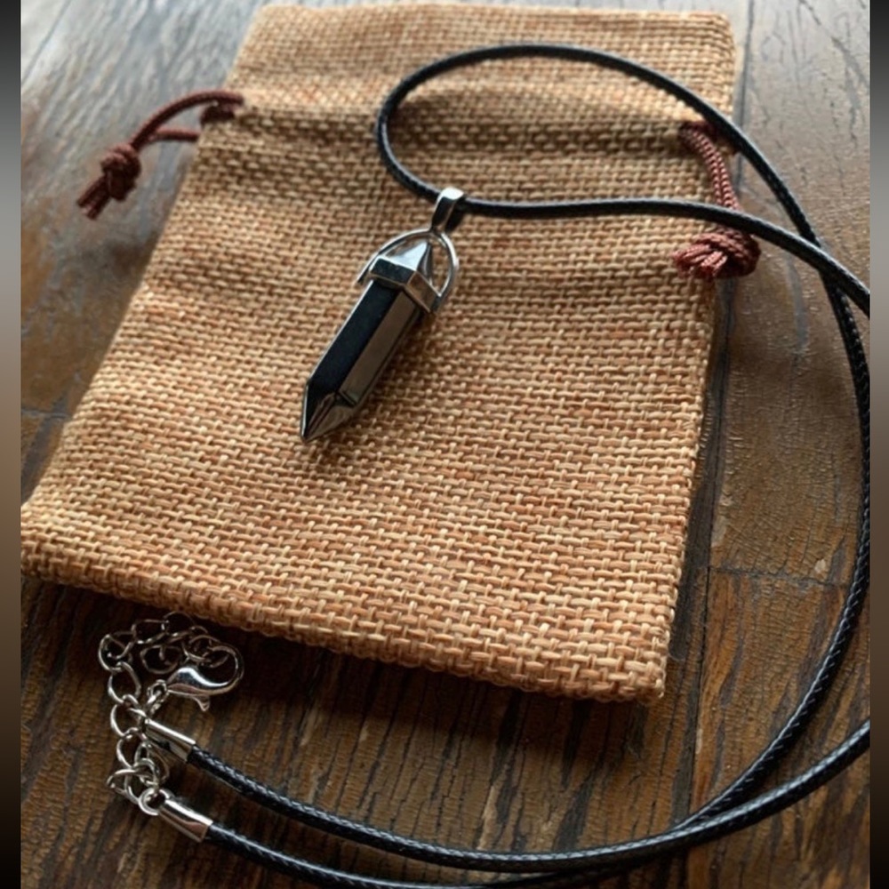 Hematite Point Necklace Hematite Pendant Crystal Point Necklace